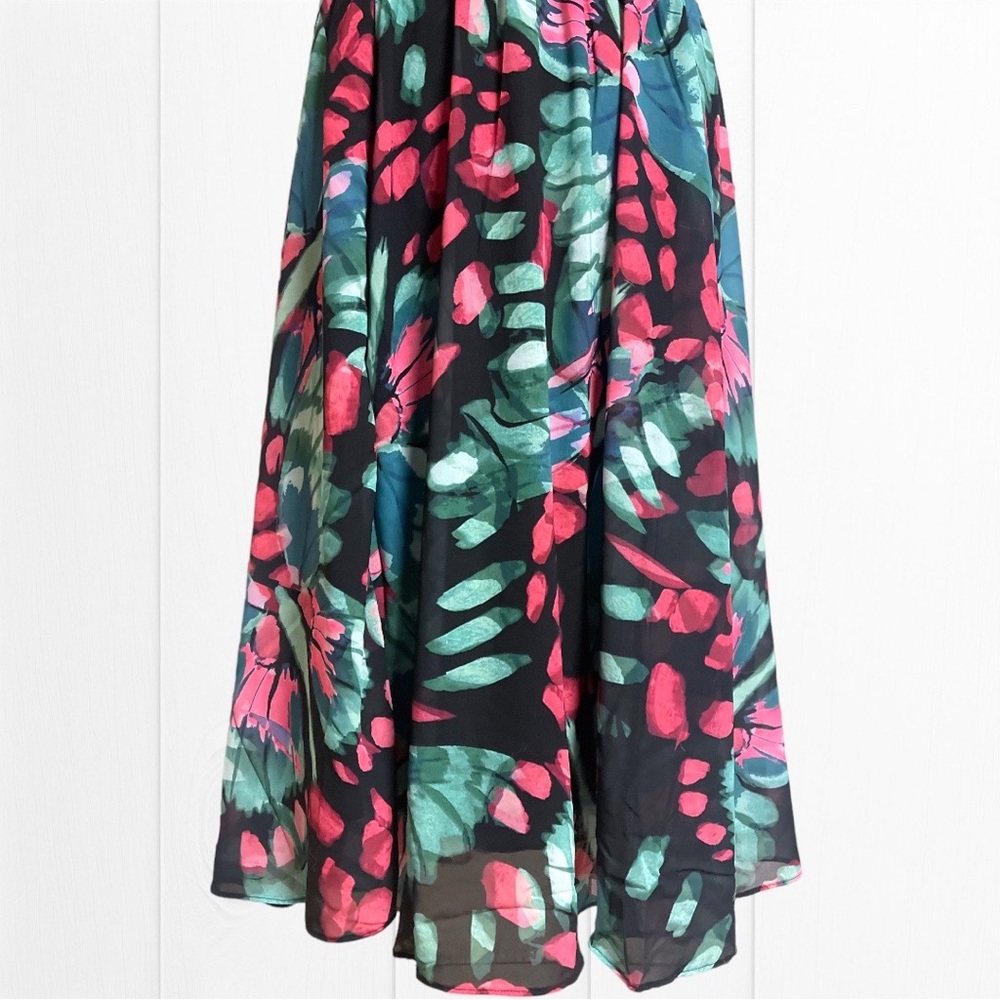 Torrid Butterfly Floral Print Midi Chiffon Mock Neck Skater Dress Size 1 1XL NWT - Picture 12 of 13